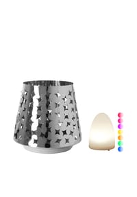 Fink Living - Windlicht mit LED-Leuchtzylinder LUMA - silberfarben