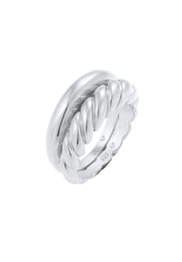 elli. PREMIUM - Ring 2Er Set Twisted Gedreht Bandring Basic 925 Silber - Bunt