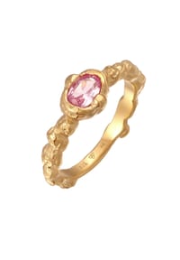HAZE & GLORY - Ring Synthetischen Saphir Pink 925 Sterling Silber Vergoldet - Gold