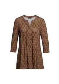 GOLDNER - Kurzgröße:  Figurschmeichelndes Drucktunika-Shirt - schwarz / milchkaffee