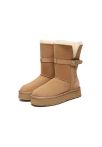 EVERAU® - Damen 3-in-1 Plattform-Mid-Boots – Brush - CHESTNUT