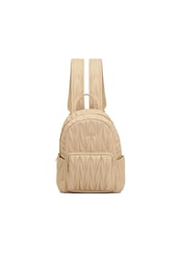 Kazar - Gesteppter beigefarbener Rucksack aus genarbtem Leder - Beige