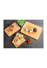 KESPER® Schneidebrett-Set, 4-teilig - BAMBUS - NATUR, SILBER