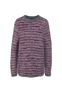 GOLDNER - Trageangenehmer Pullover in Strukturmix - schwarz / lila / stein / geringelt