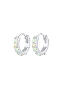 elli. - Ohrringe Creolen Synthetischer Opal Klassik 925 Silber - Gold
