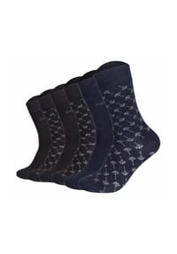 JOOP! - Unisex Socken, 6er Pack - Premium Essential Iconic Socks, Logo, Baumwollmischung - 2xSchwarz/Dunkelblau