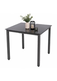 VCM. Gartentisch aus Glas und Aluminium | Esstisch | ca. H. 73 x B. 80 x T. 80 cm | Anthrazit | Balkontisch Gartenmöbel - VCM Miami - Mattglas