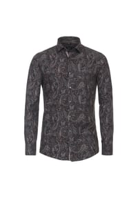 VENTI - Herren Businesshemd Print Modern Fit - Dunkelgrau