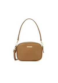 Kazar - Hellbraune klassische Handtasche mit Riemen - Hellbraun