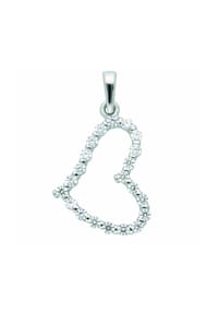 Adelia's - 333 Weißgold Anhänger Herz mit Zirkonia - silber