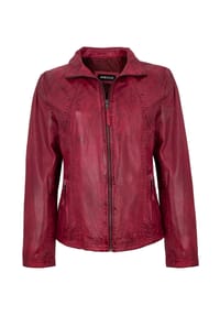 MADDOX - Damen Lederjacke Lammnappa dunkelrot antik - dunkelrot