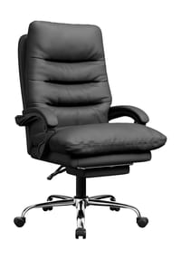 Rattantree - Ergonomischer Bürostuhl mit Fußstütze, PU-Leder, 135° verstellbar, hohe Rückenlehne - Schwarz