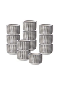Ritzenhoff & Breker Teelichthalter Takeo Stripes ø 6 cm 12er Set schwarz-weiß - TAKEO - schwarz-weiß
