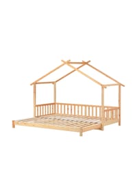 KOMHTOM - Baumhausbett 90x200 cm, Massivholz natur, erweiterbar, Einzel-/Doppelbett – ohne Matratze - Natürlich