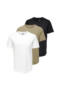 ONLY & SONS - T-Shirt 3er Pack ONSBENNE - Beige / schwarz / weiß