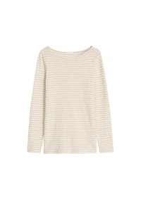 Marc O'Polo - Damen Langarmshirt - Slub-Jersey T-Shirt Longsleeve, Regular Fit, Baumwolle, gestreift - Beige/Weiß