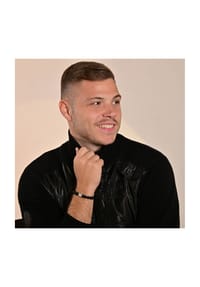 Adelia's Men Bold Style - Armband – Kugelarmband aus Edelstahl mit Onyx 21 cm - schwarz