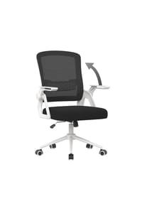 Rattantree - Drehbarer Bürostuhl mit klappbaren Armlehnen & Lendenstütze, ergonomisch, für Homeoffice, Schwarz und weiß - bicolor