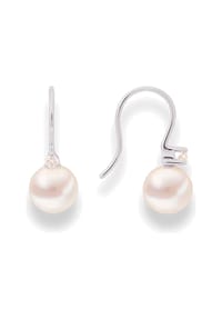 DI PERLE® DI PERLE Schmuckkollektion - Süßwasser Zuchtperlen Ohrringe Brillantohrhänger aus 585er Weißgold, 2 Brillanten 0,040 ct - weiß