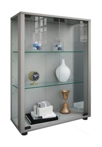 VCM. - Glasvitrine stehend | Vitrine Glas mit ESG-Sicherheitsglas | Maße ca. H. 80 x B. 60 x T. 25 cm | Standvitrine Glas | Modern und platzsparend | Glas Vitrinenschrank – Sintalo - 