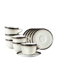 Seltmann Weiden Milchkaffeetassen mit Untertassen Terra 400 ml 6er Set - TERRA - beige