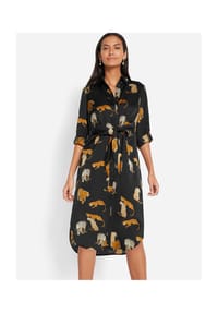 Witt - Hemdblusenkleid - schwarz-ocker-bedruckt