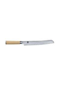 KAI - Brotmesser Shun Classic White, Pakkaholzgriff, Damaszenerstahl, Klingenlänge 23 cm - silber