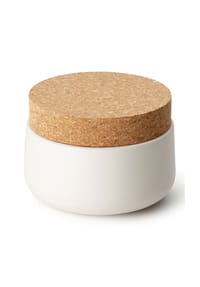 CONTINENTA - Keramikdose mit Korkdeckel, Keramik / Kork, Matt Weiß, Ø 13 x 10 cm - Holzfarben