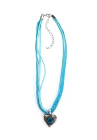 Allgäu Rebell - Trachtenkette Gerda mit Leder- und Organzaband - blau