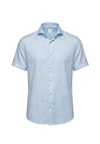 Vercate - Leinenhemd, Kurzarm, hellblau - Beige