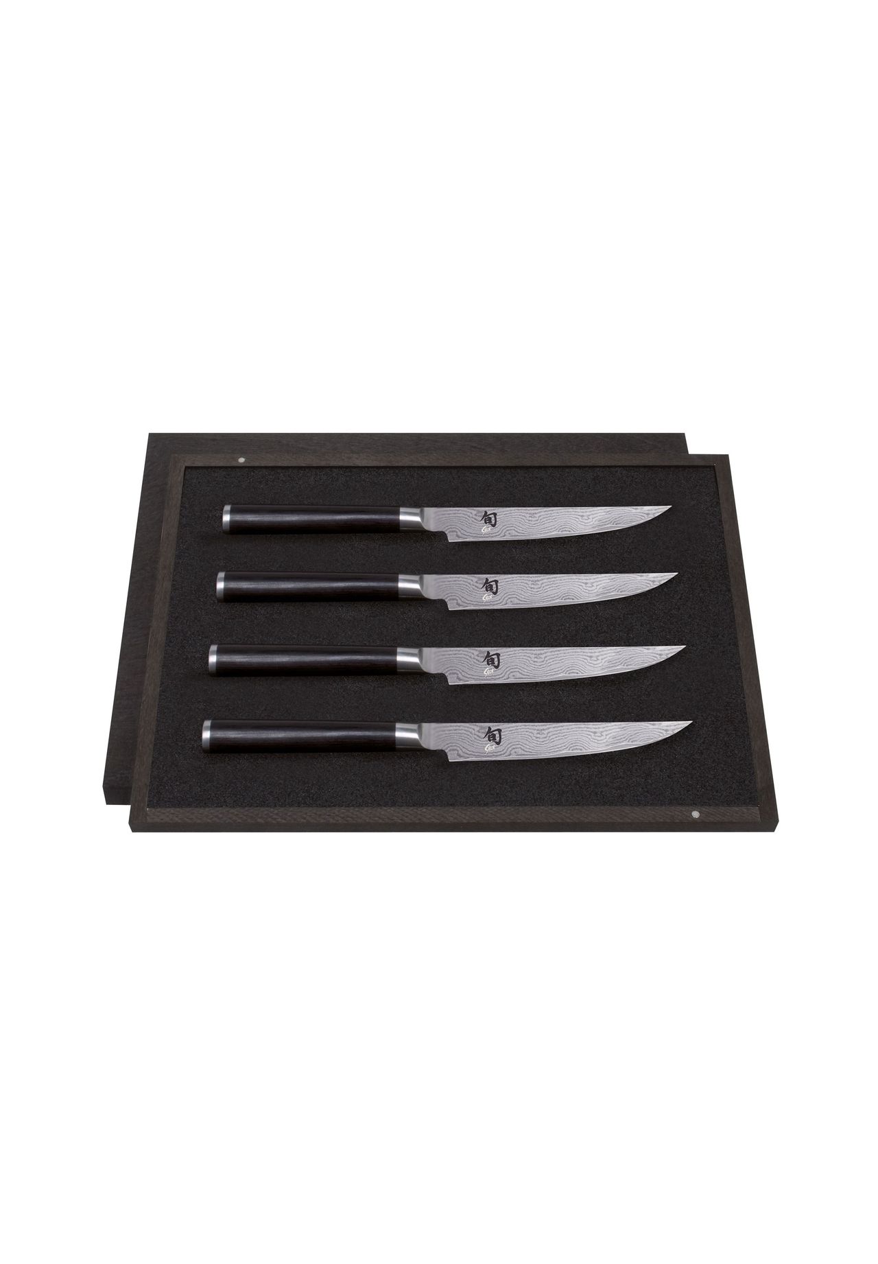 KAI Shun Classic japanisches Steakmesser 4er Set 12 cm Klingenlänge - Damastmesser 32 Lagen VG MAX Kern - 61 (±1) HRC - Pakkaholzgriff - Made in Japan - Grillmesser Tafelmesser geschmiedet - Bild 7