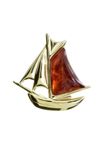OSTSEE-SCHMUCK® - Brosche , Schiff , Silber 925/000, vergoldet - gold