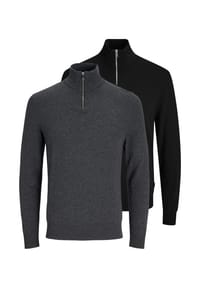 JACK & JONES - Troyer 2er Pack Emil Knit - Dark grey melange