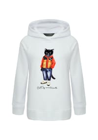 CAT by manii'ta lacitta - Weißer Kapuzenpullover mit sportlicher, lässiger Katze - weiß