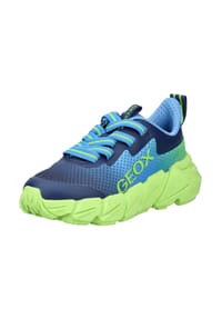 GEOX - Lederimitat/Textil Sneaker - Blau/Lime