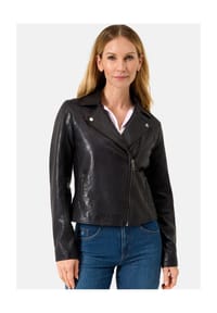 RICANO - Damen Lederjacke, Bikerjacke mit Reverskragen aus Lamm Leder - Cognac