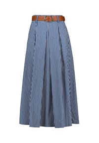 zero - Baumwollrock mit Gürtel - Dark Blue/White