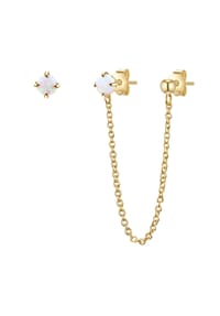 GLANZSTÜCKE MÜNCHEN - Damen Ohrringe aus 925/- Sterling Silber in Gelbgold mit Opal (synth.) - gelbgold