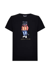 cat e lolette - Blaues T-Shirt mit sportlicher, lässiger Katze - blau