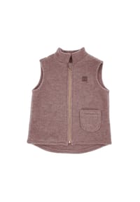 maximo® - GOTS MINI-Weste, Wollfleece  kbT, Jersey, Reißverschluss - braunmeliert