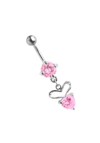 Adelia's - Bauchnabelpiercing Banane mit Zirkonia und Steinherzanhänger - lila