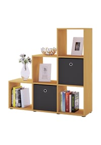 VCM. - Holzregal stehend | platzsparendes Regal | Maße: H. 105 x B. 108 x T. 29 cm | Elegantes Regal stehend | Aufbewahrungsregal | Bücherregal  | Raumteiler- Nitas - Buche