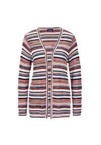 GOLDNER - Kurzgröße:  Luftige multicolore Strickjacke - cremeweiß / pfirsich / gemustert