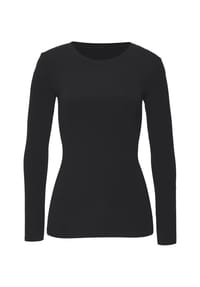 COPENHAGEN STUDIOS - Langarmshirt Stretchy Microfiber, Rundhals, für Damen - 4215 BLACK