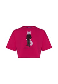 cat e lolette - Rosa kurzes, übergroßes T-Shirt Sportkatze - pink