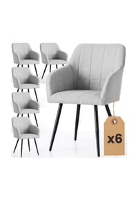 Akord - Luxano Quadratisch Gesteppte, Gepolsterte Esszimmerstühle, 6er-Set - beige / goldfarbene Beine