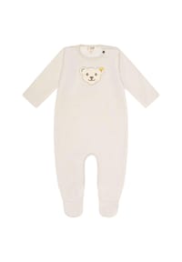Steiff - Baby Strampler - Body, Baumwolle, Bär, Logo, Druckknöpfe, langarm, einfarbig - 3015 SILVER PINK
