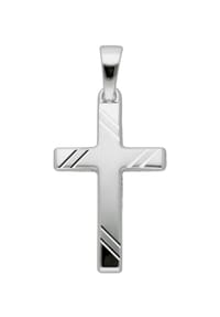 Adelia's - Damen Gold Schmuck 333 Weißgold Kreuz Anhänger - silber