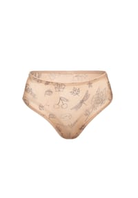 less is a'mor - High-Rise Stringtanga Alnair mit Tattoo-Print – Limitierte Edition - beige