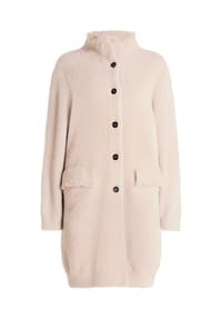 AMBER & JUNE - Winter-Strickjacke mit aufgesetzter Brusttasche - Light Sand